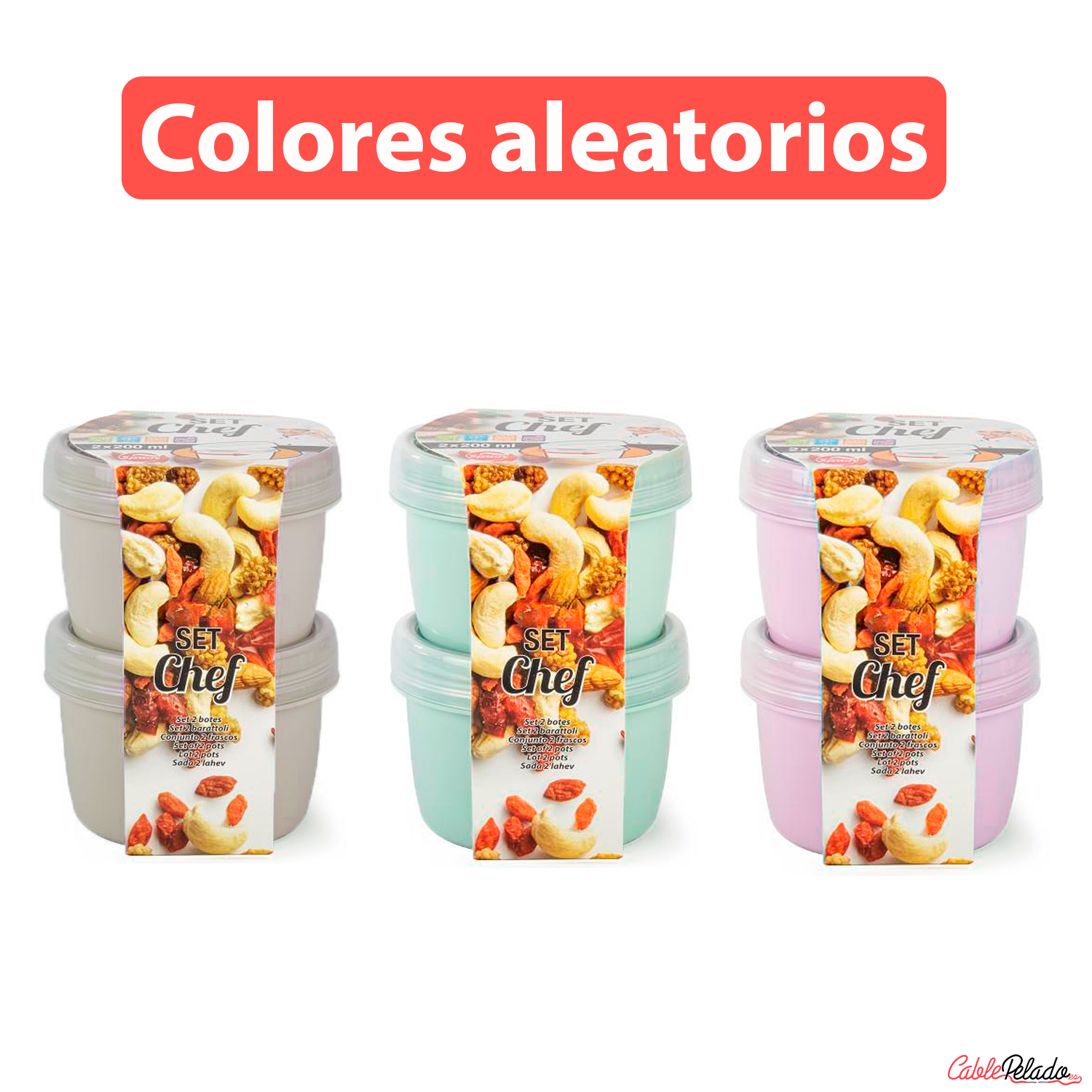 Set 2 Fiambreras 200 ml Plástico Opaco Color Aleatorio