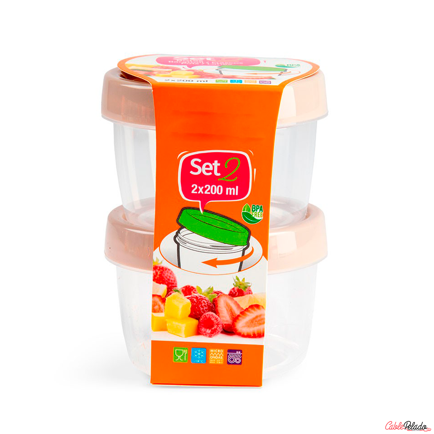 Set 2 Fiambreras 200 Ml Plástico Transparente Color Aleatorio