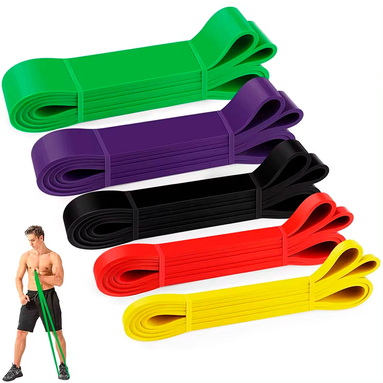 Set de Bandas Elásticas Profesionales para Ejercicio ( 5 Resistencias Diferentes )