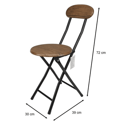 Silla plegable de metal y madera  Negro