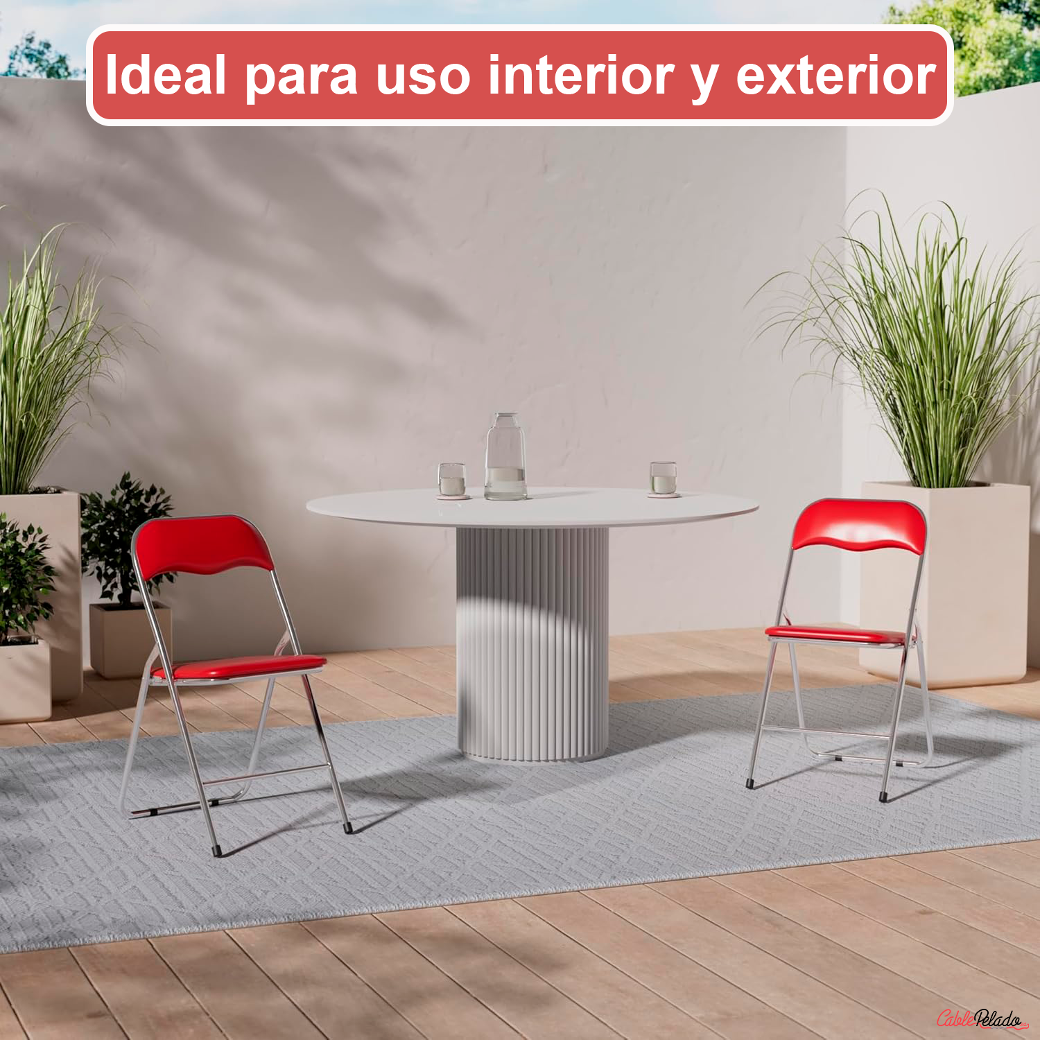 Silla plegable metalica  Rojo