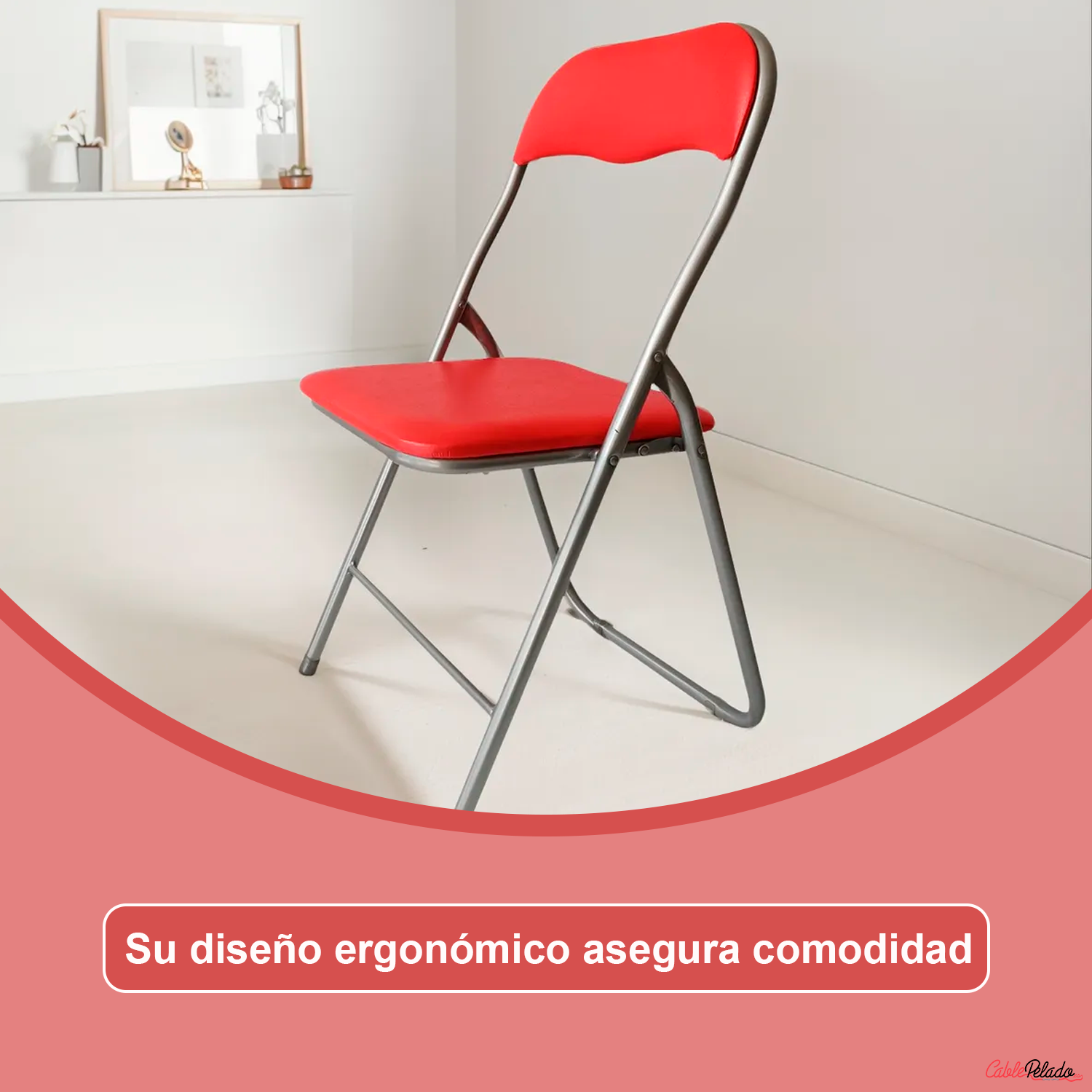 Silla plegable metalica  Rojo