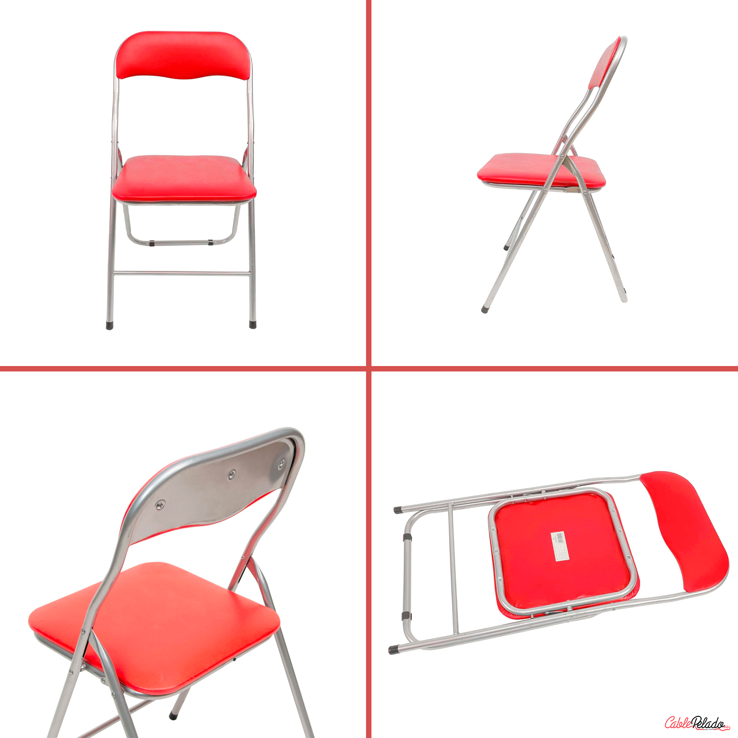 Silla plegable metalica  Rojo