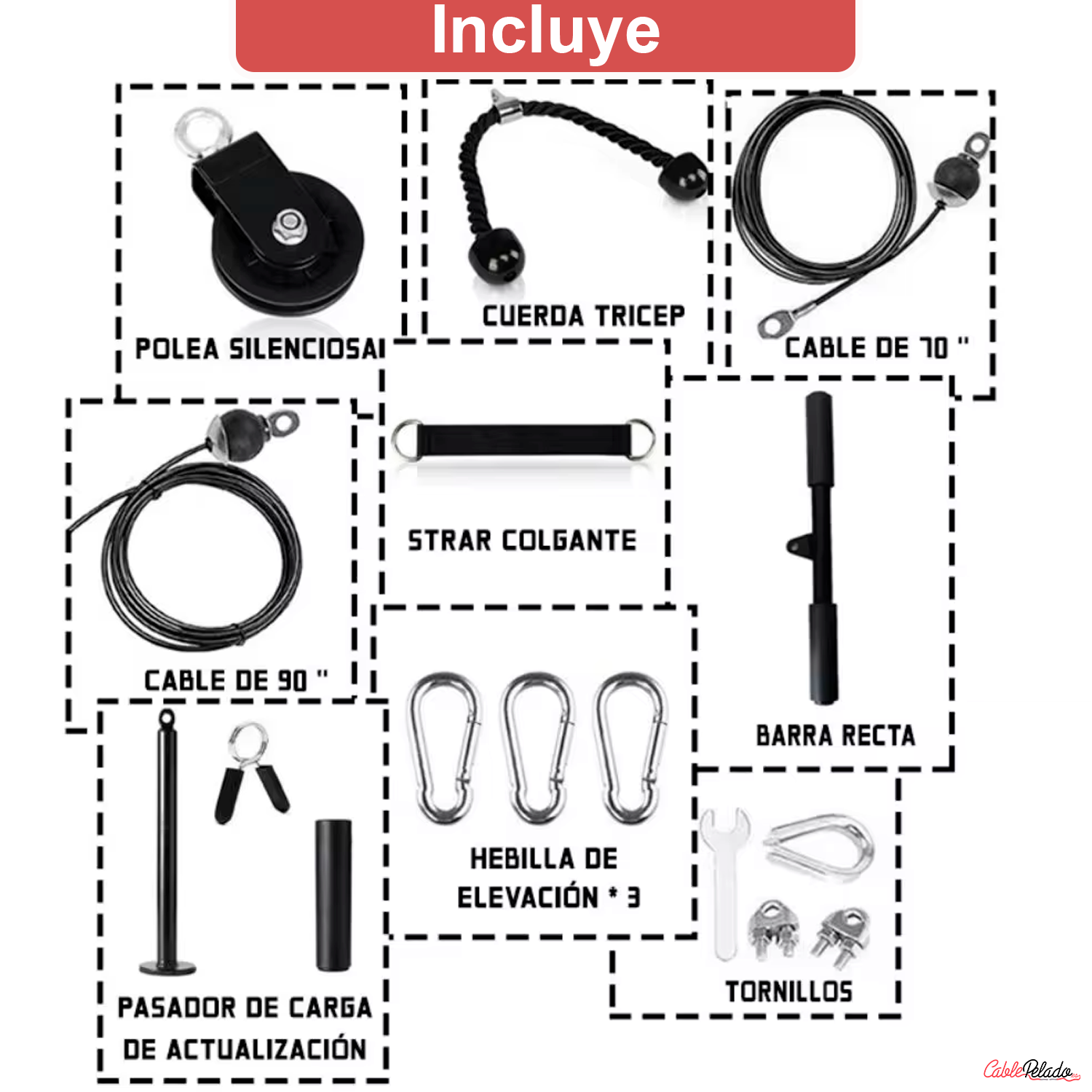 Sistema de Poleas Fitness para Entrenamiento de Brazos