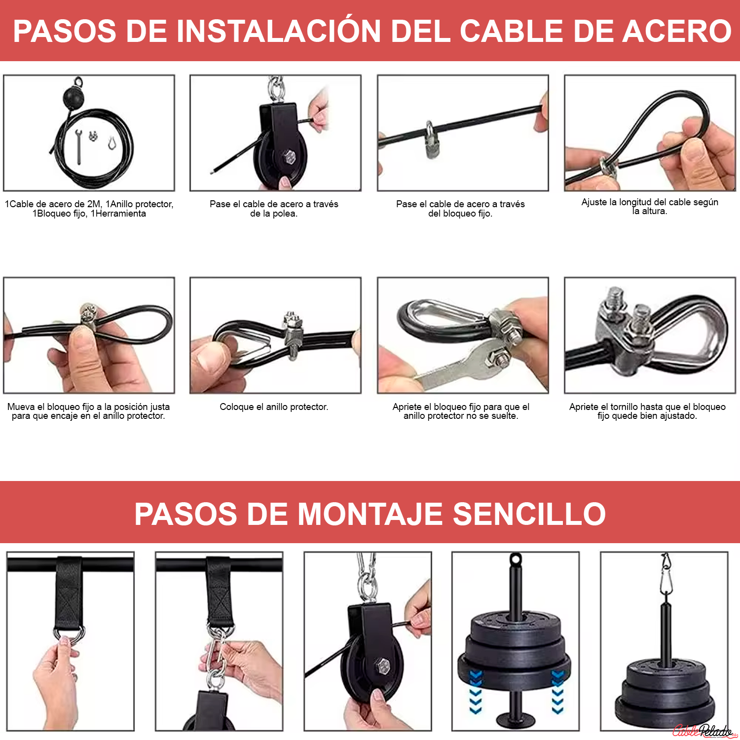 Sistema de Poleas Fitness para Entrenamiento de Brazos