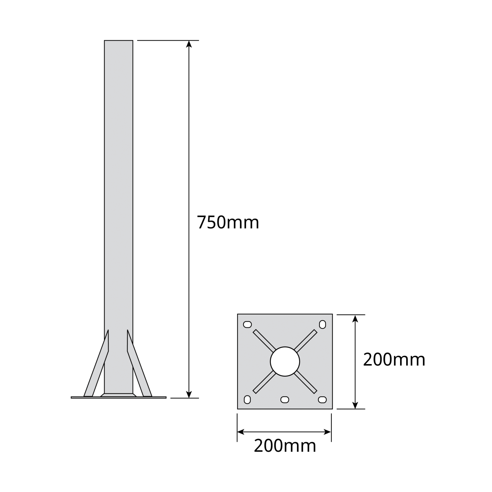 Soporte base T suelo para antenas de 120-130 cm  Gris