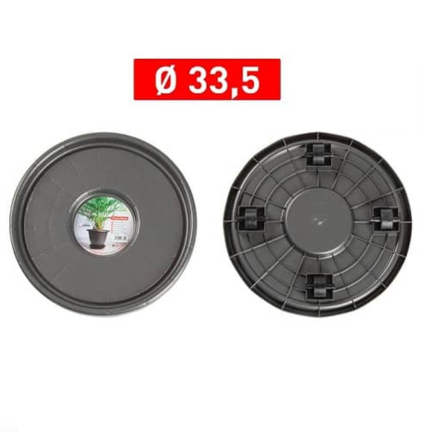 Soporte de maceta con ruedas 34 cm Negro