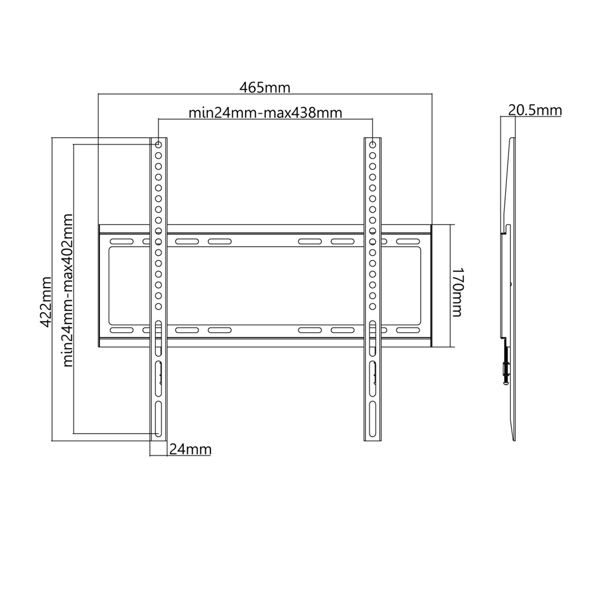 Soporte de pared para TV fijo 32 a 55 pulgadas  Negro