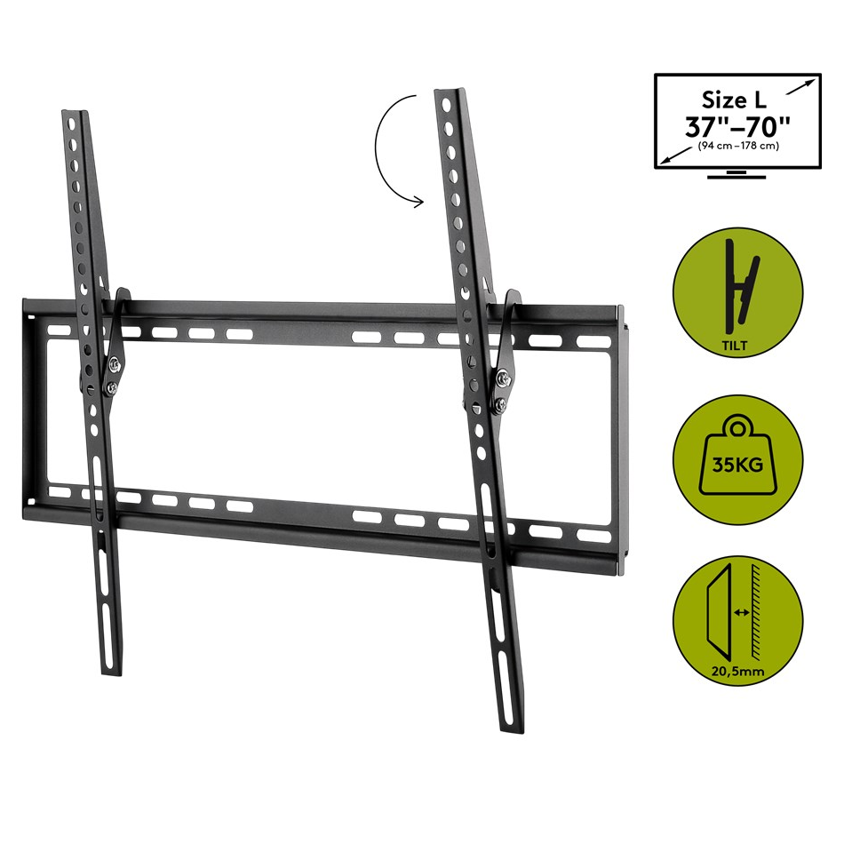 Soporte de pared para TV inclinable 37 a 70 pulgadas  Negro