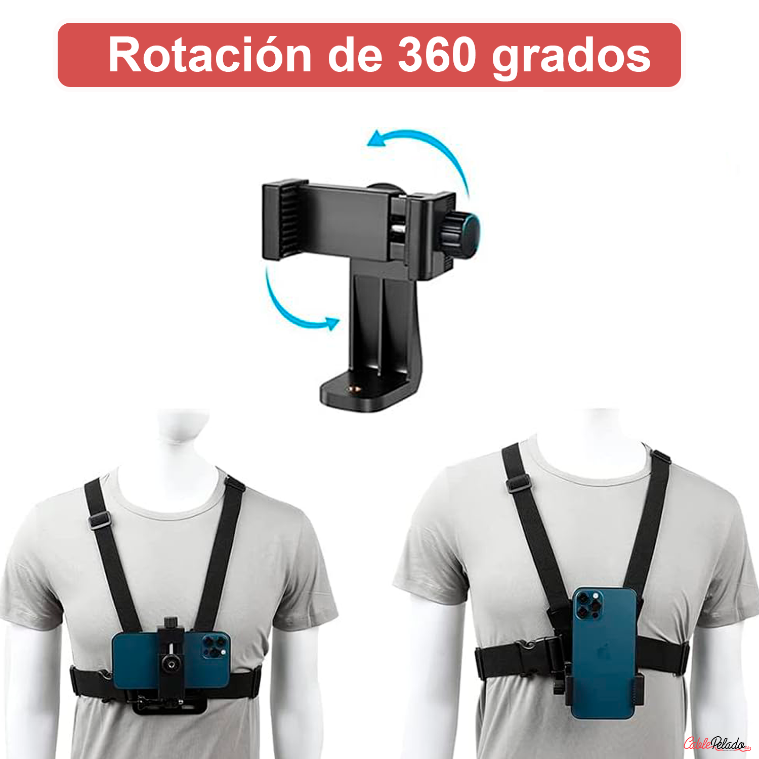Soporte De Pecho Ajustable Para Smartphone  Negro