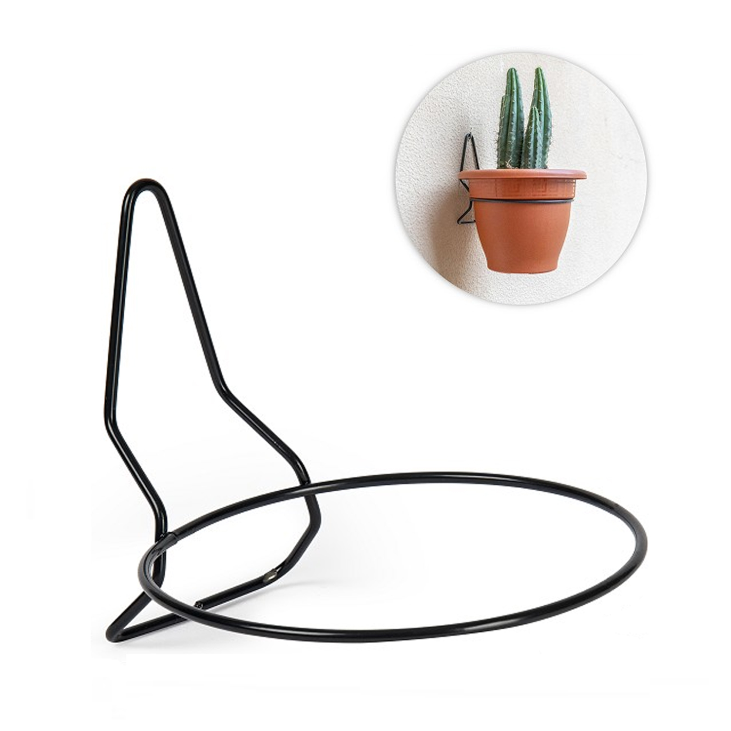 Soporte Metal para maceta de pared 16 cm Negro