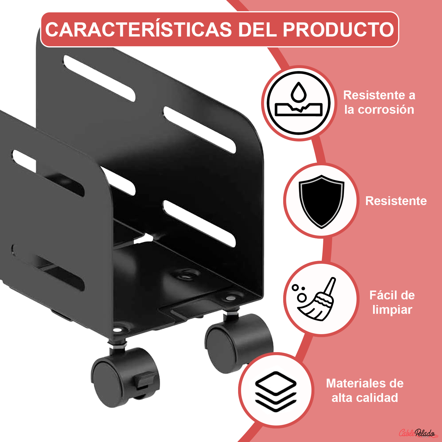 Soporte Para CPU De Suelo Con Ruedas  Negro