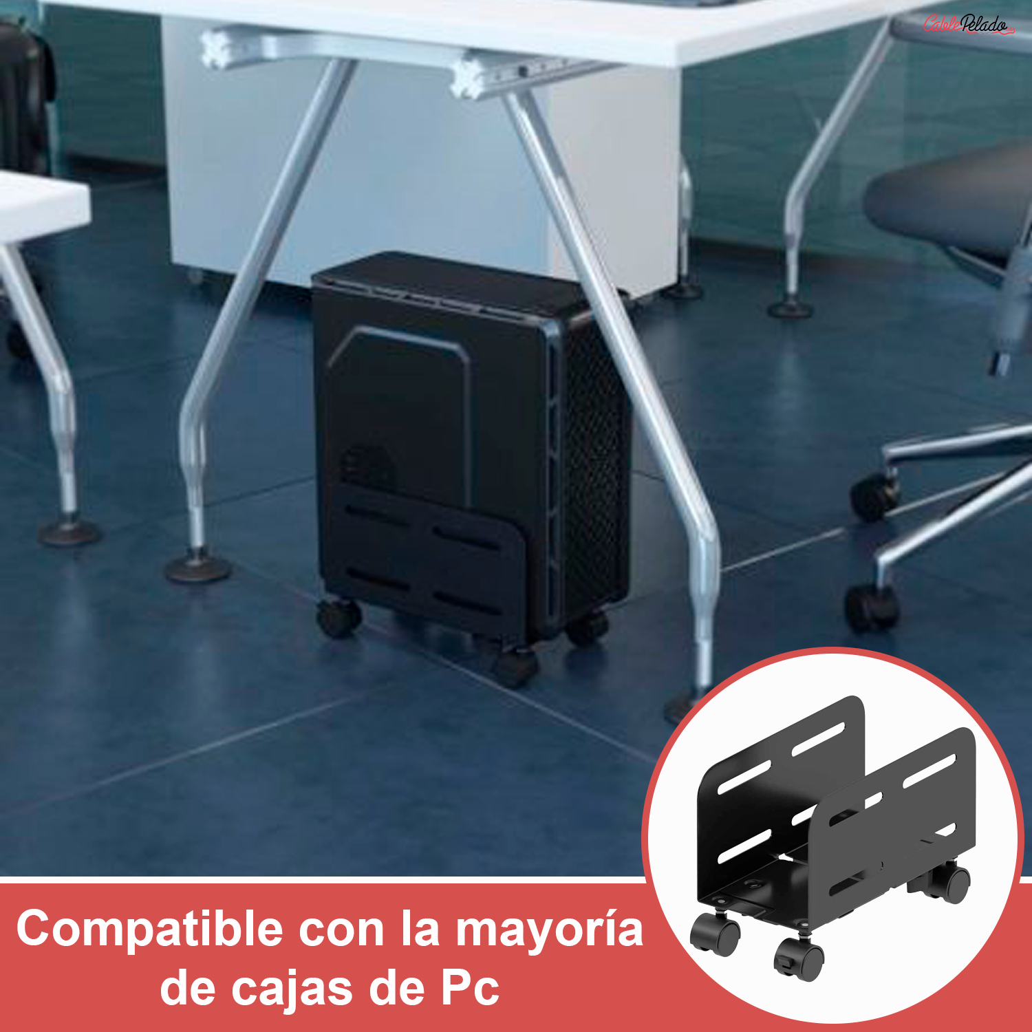 Soporte Para CPU De Suelo Con Ruedas  Negro