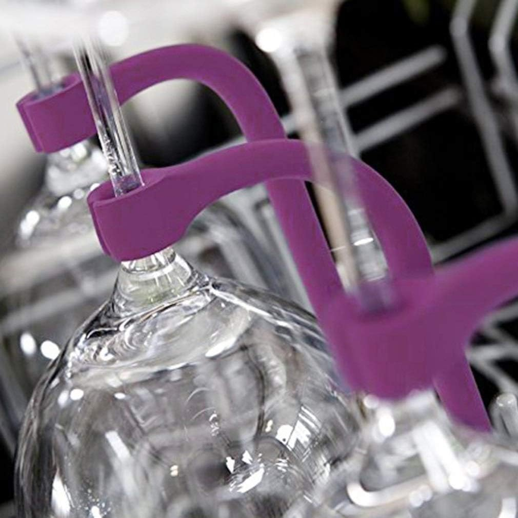 Soporte para lavavajilla copas de vino silicona 4 uds  Morado