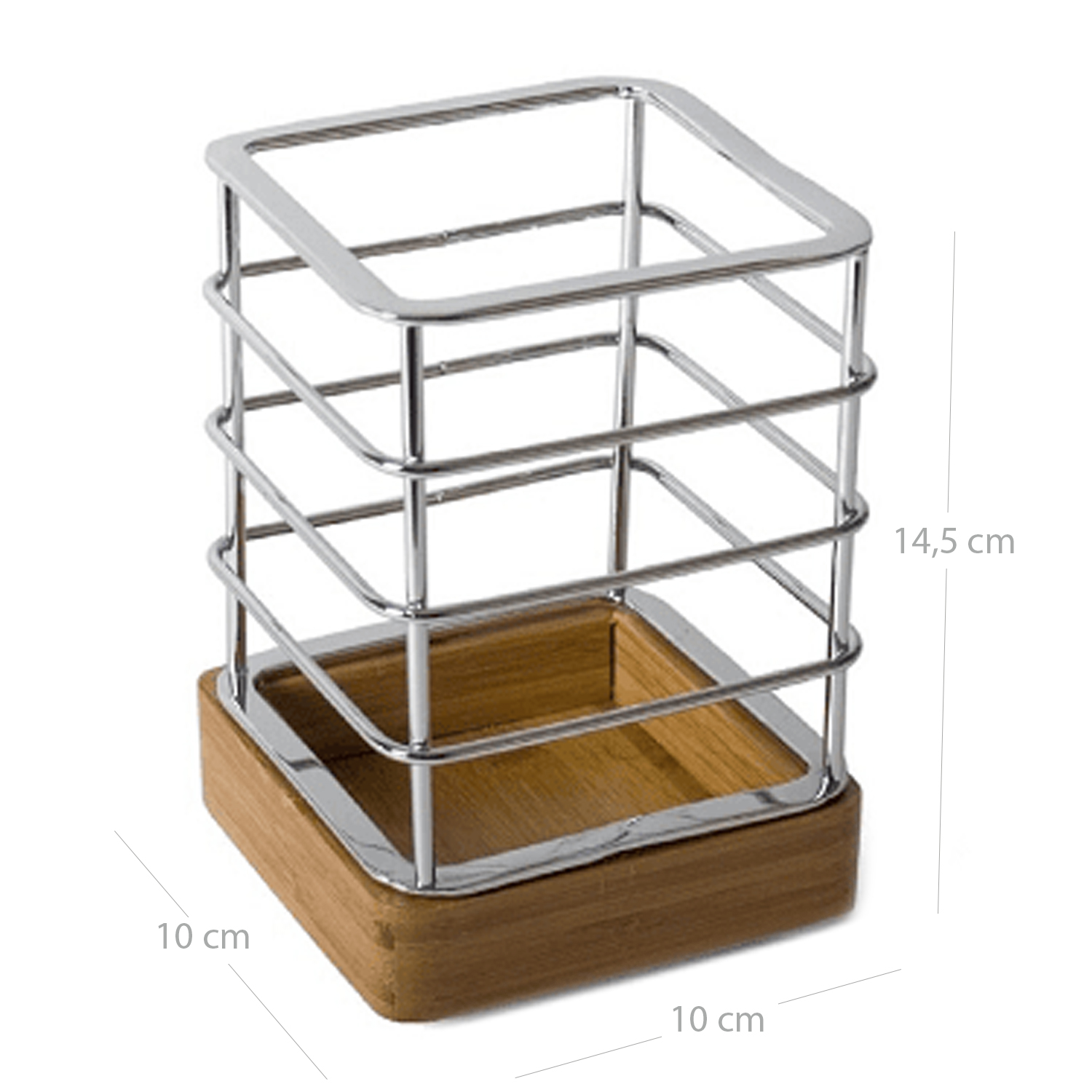 Soporte para utensilios de cocina de metal y madera