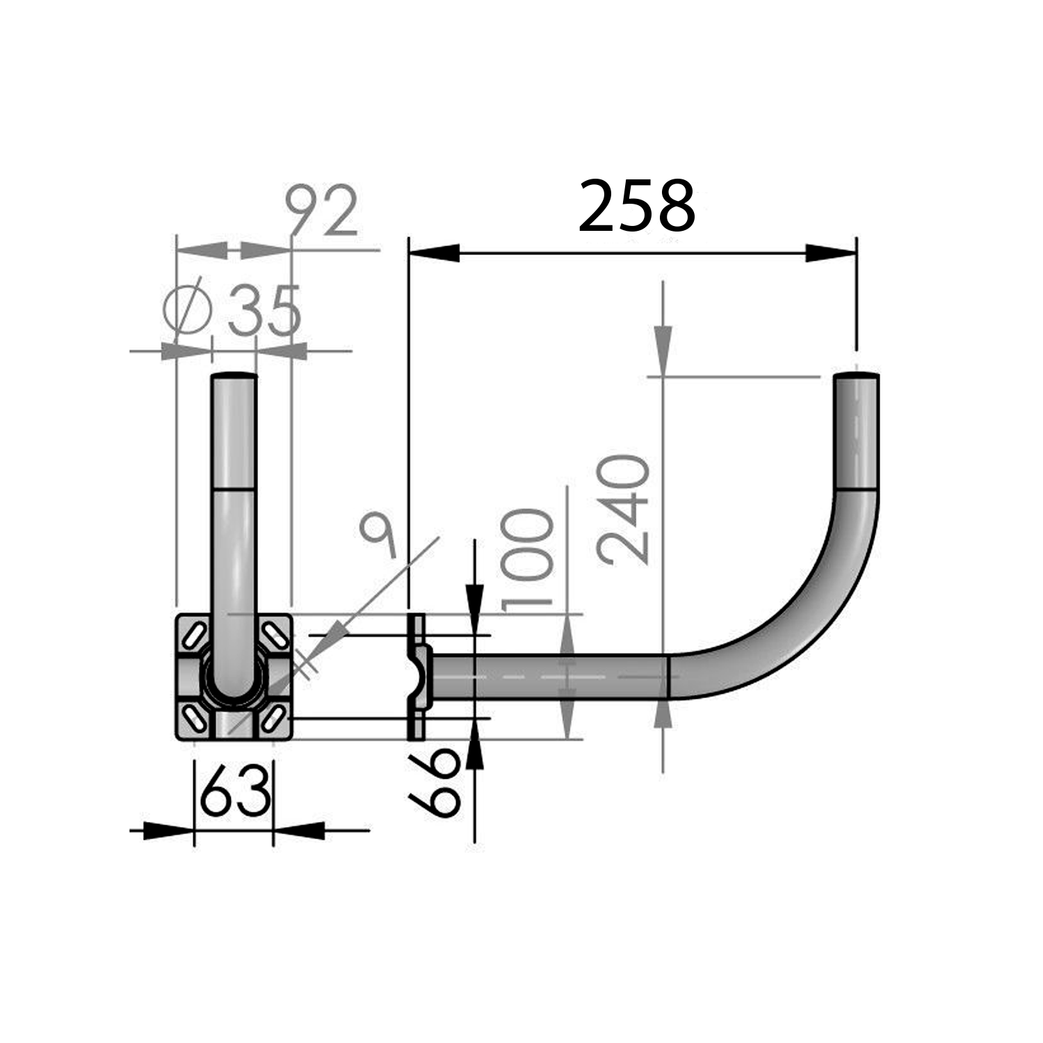 Soporte pared en L para antena de 50 y 60  Gris