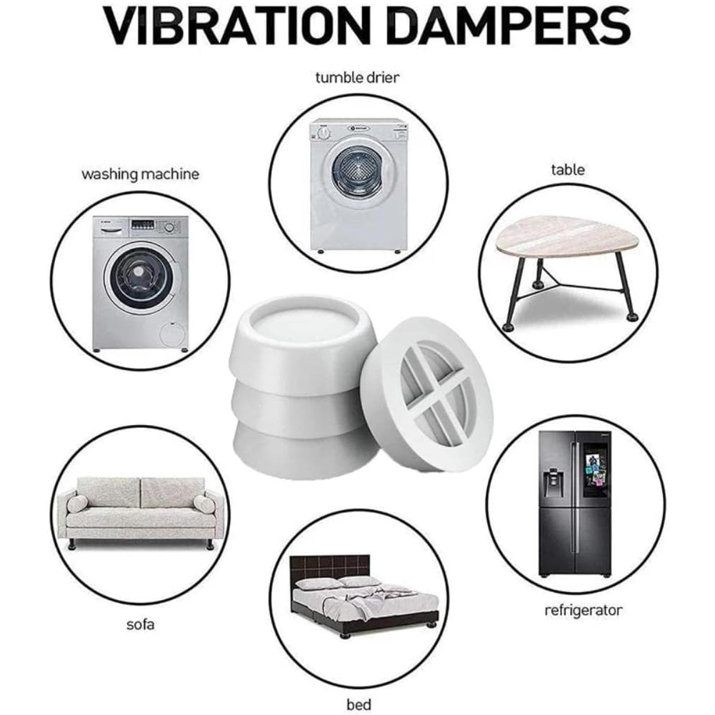 Soporte patas lavadora Antivibración goma 4 uds  Blanco