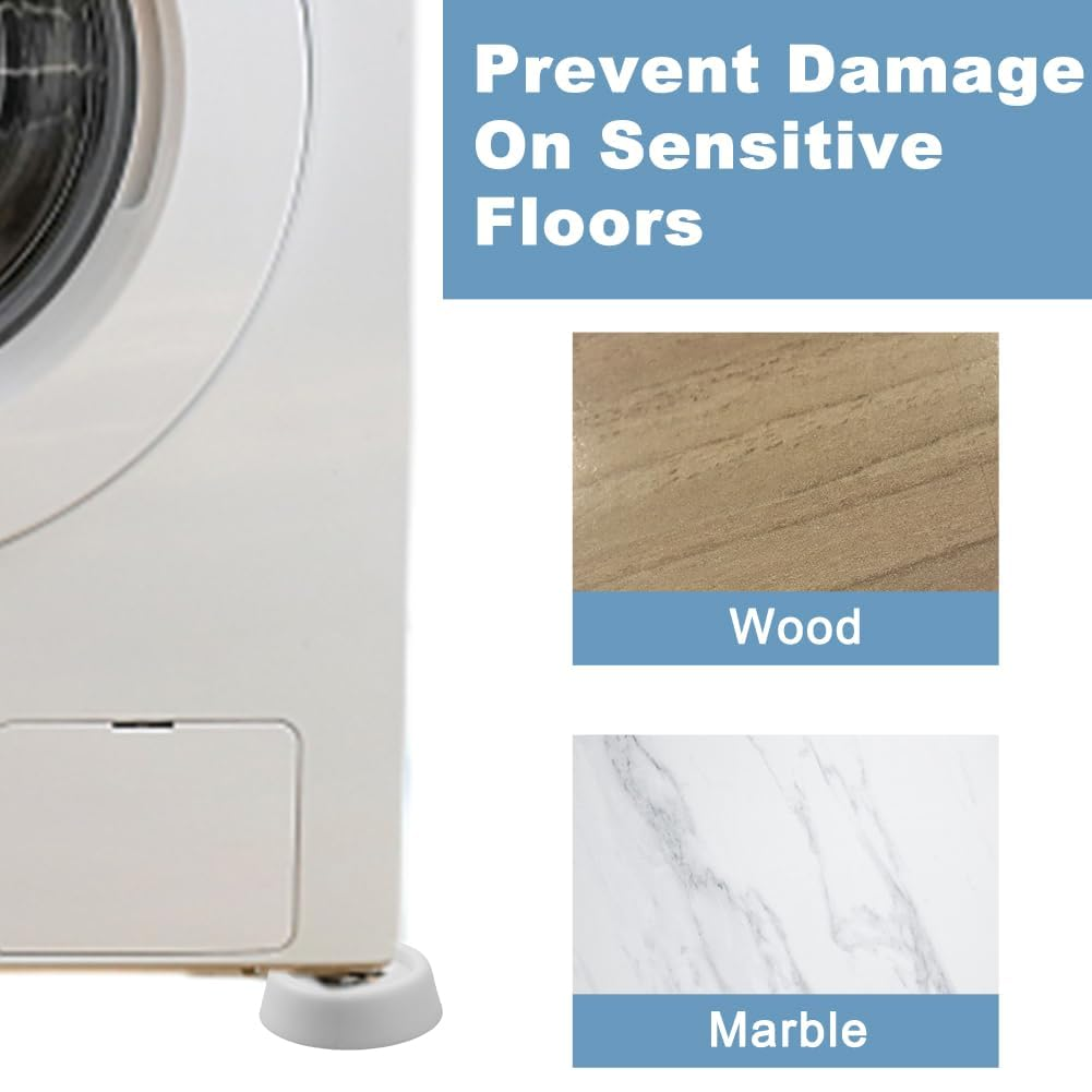 Soporte patas lavadora Antivibración goma 4 uds  Blanco