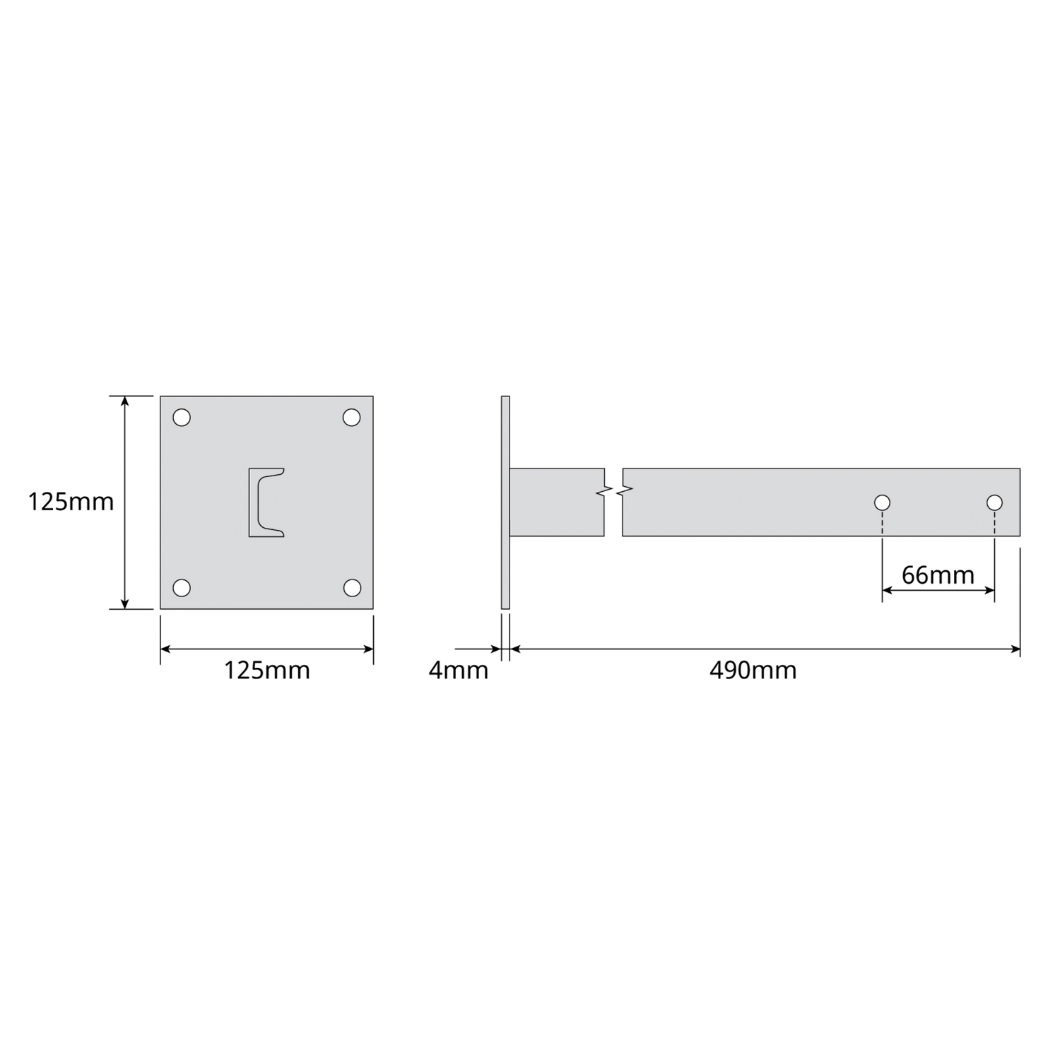 Soporte recto con perfil en U 500mm Zinc + RPR