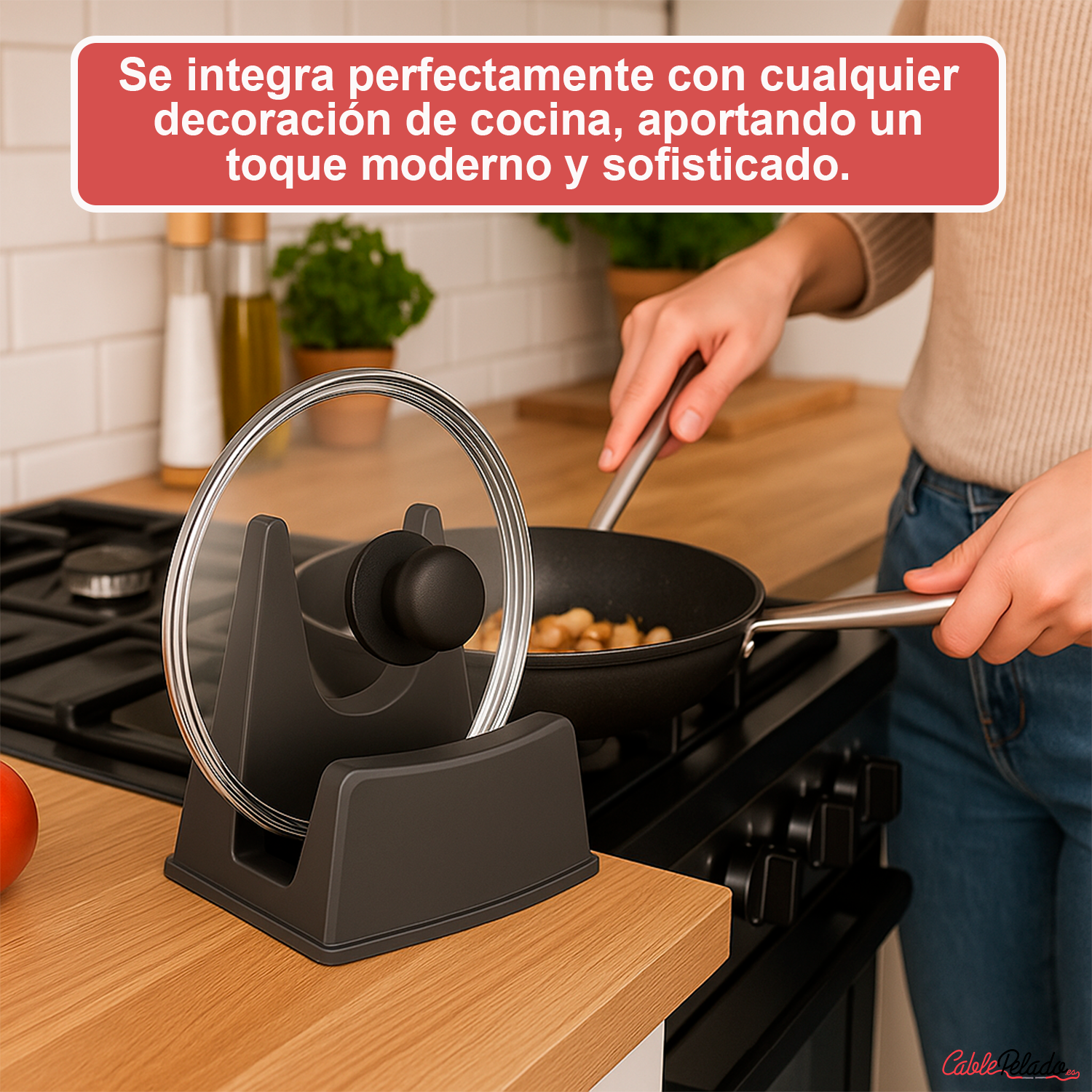 Soporte Tapas Ollas  Negro