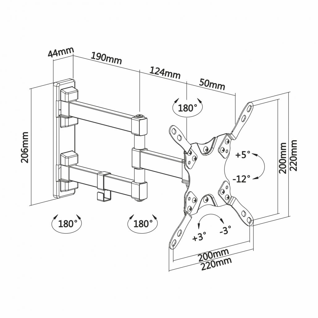 Soporte TV inclinable y giratorio de 13 a 42 pulgadas  Negro