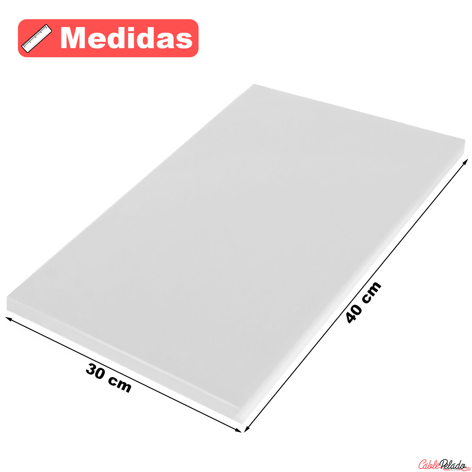 Tabla De Corte Para Cocina Profesional 40 X 30 Cm  Blanco