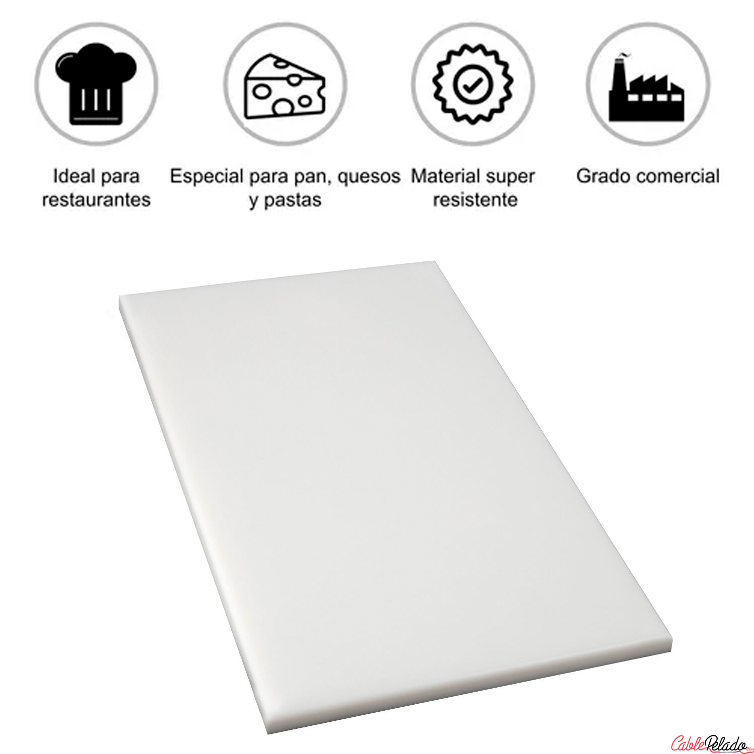 Tabla De Corte Para Cocina Profesional 40 X 30 Cm  Blanco