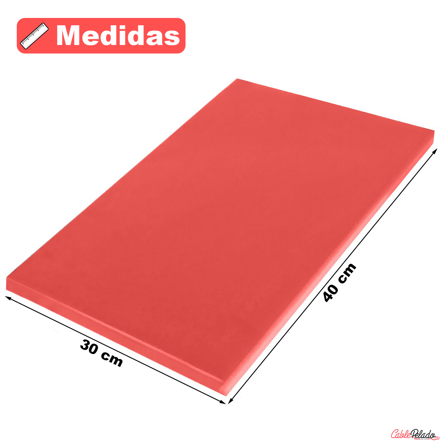 Tabla De Corte Para Cocina Profesional 40 X 30 Cm  Rojo
