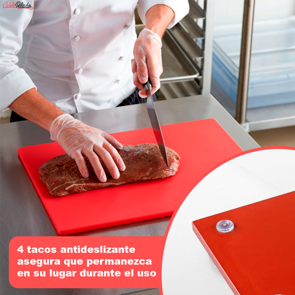Tabla De Corte Para Cocina Profesional 40 X 30 Cm  Rojo