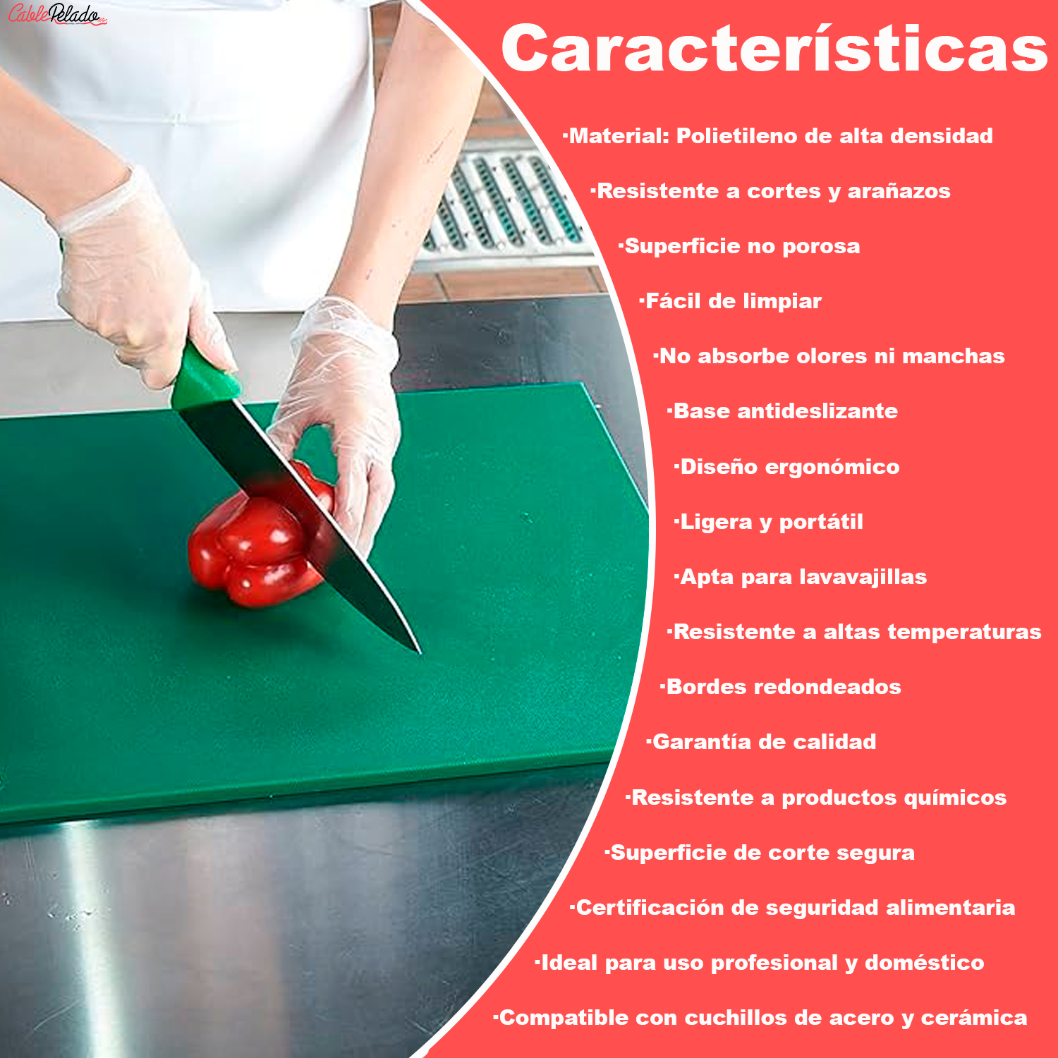 Tabla De Corte Para Cocina Profesional 40 X 30 Cm  Verde
