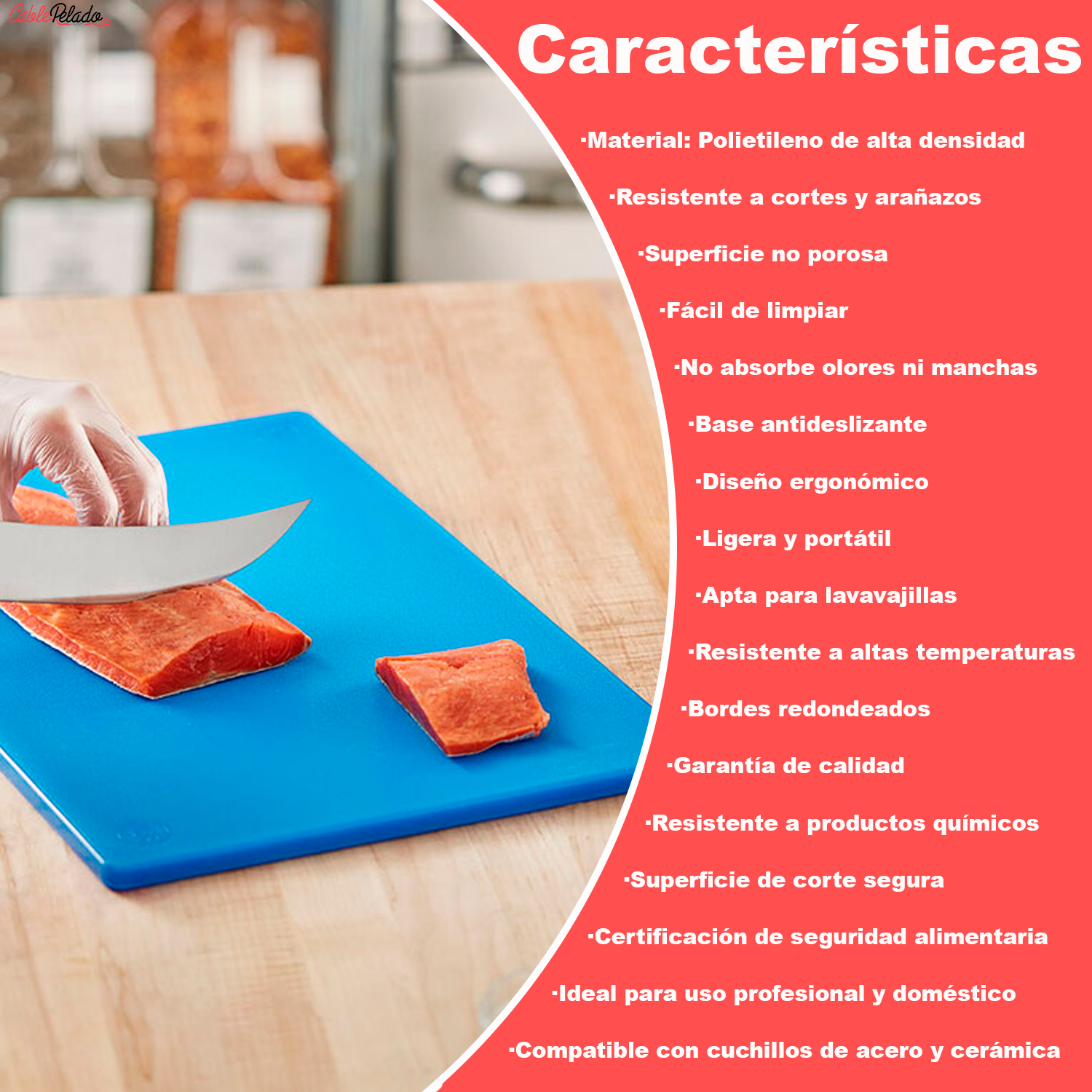 Tabla De Corte Para Cocina Profesional 40 X 30 Cm  Azul