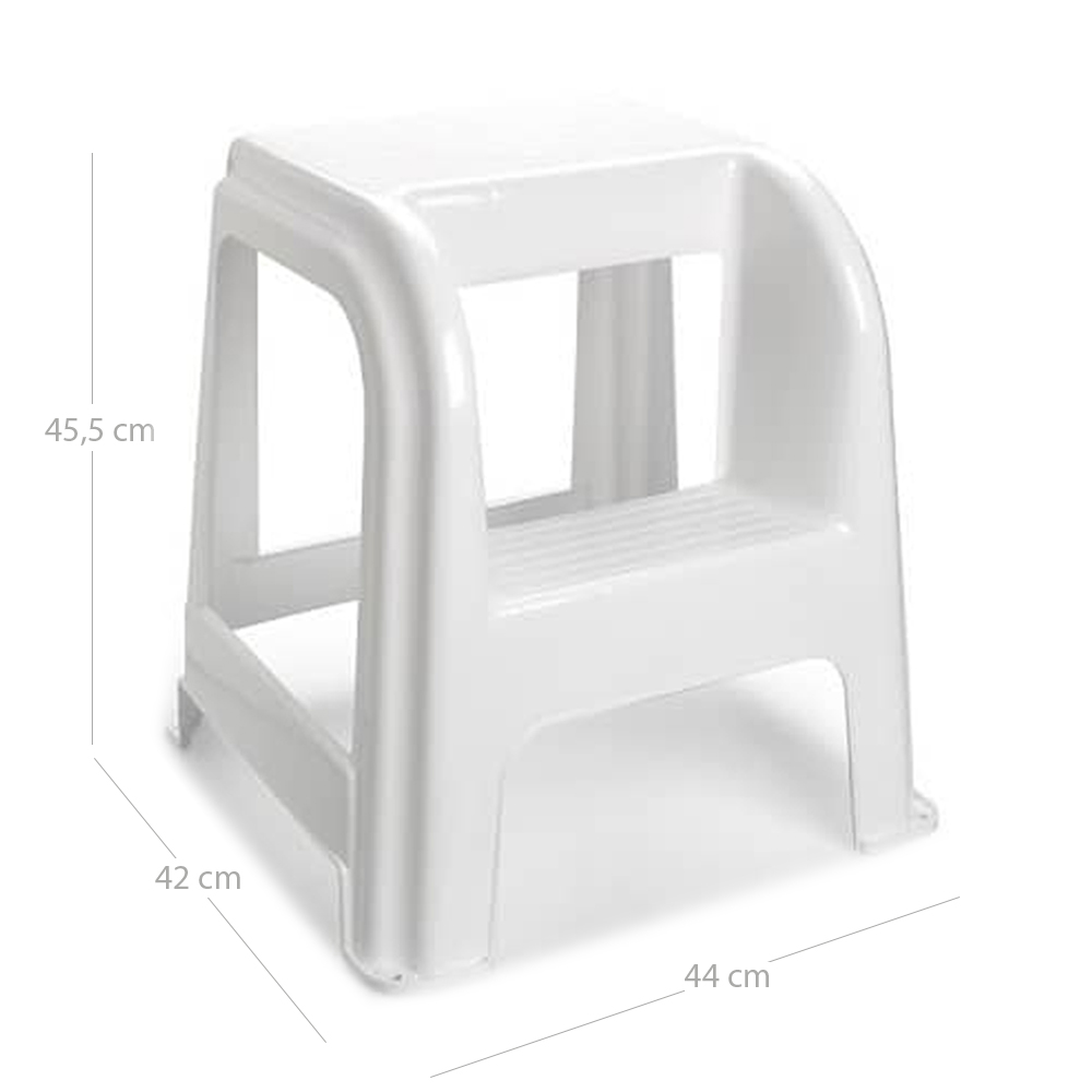 Taburete de plastico con escalon  Blanco