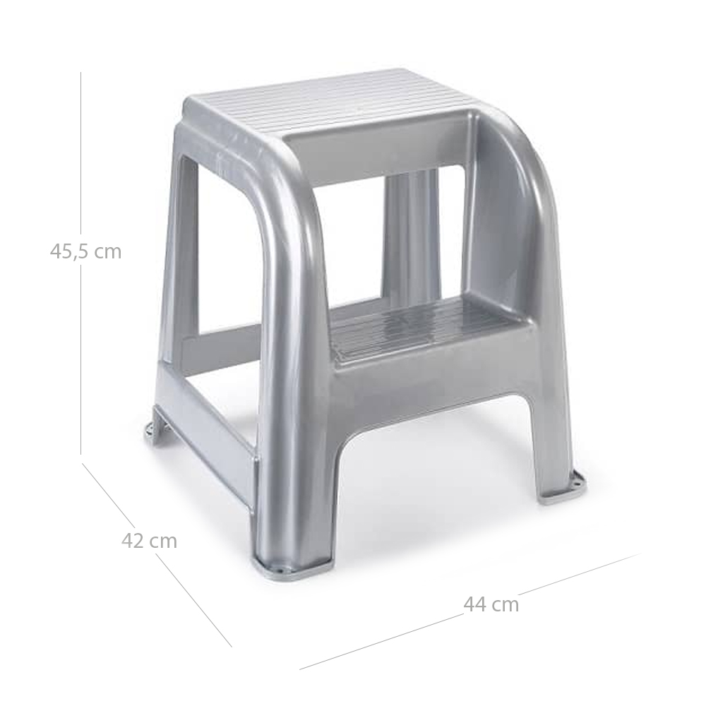Taburete de plastico con escalon  Gris