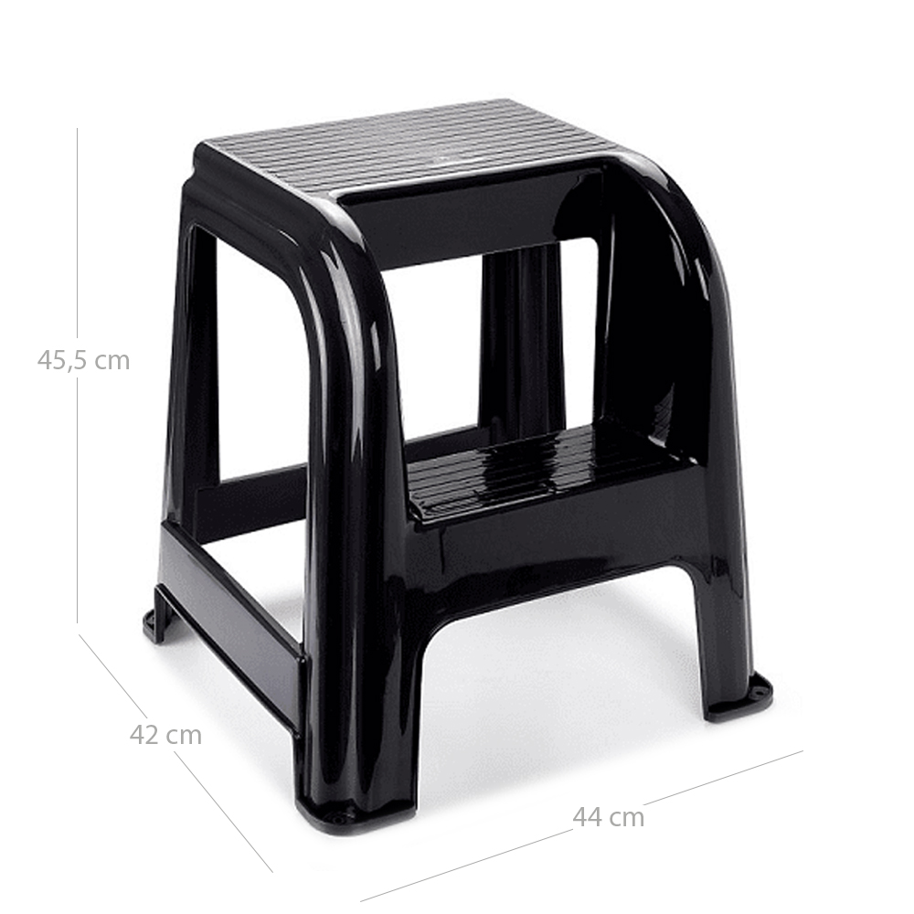 Taburete de plastico con escalon  Negro