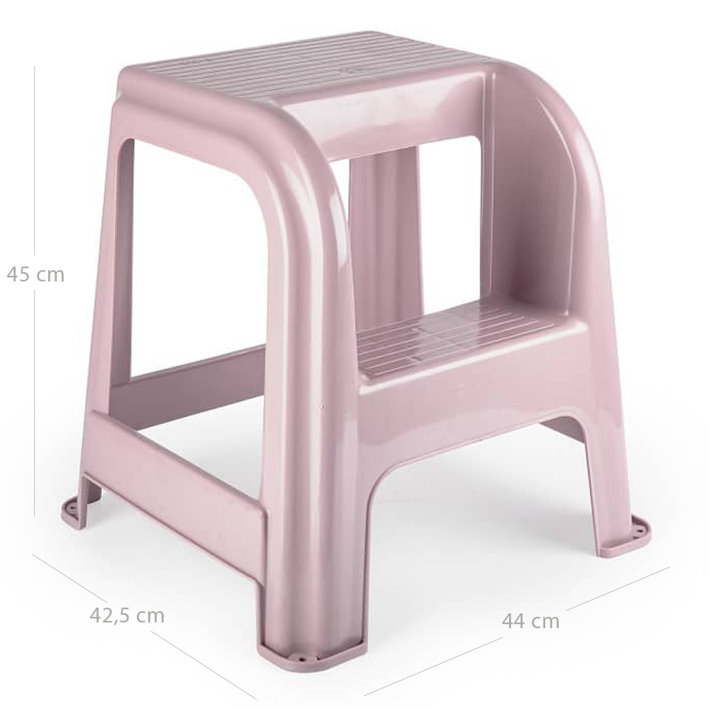 Taburete de plastico con escalon  Rosa claro