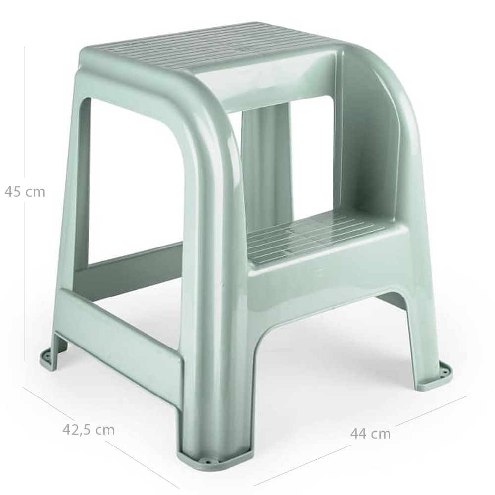 Taburete de plastico con escalon  Verde claro
