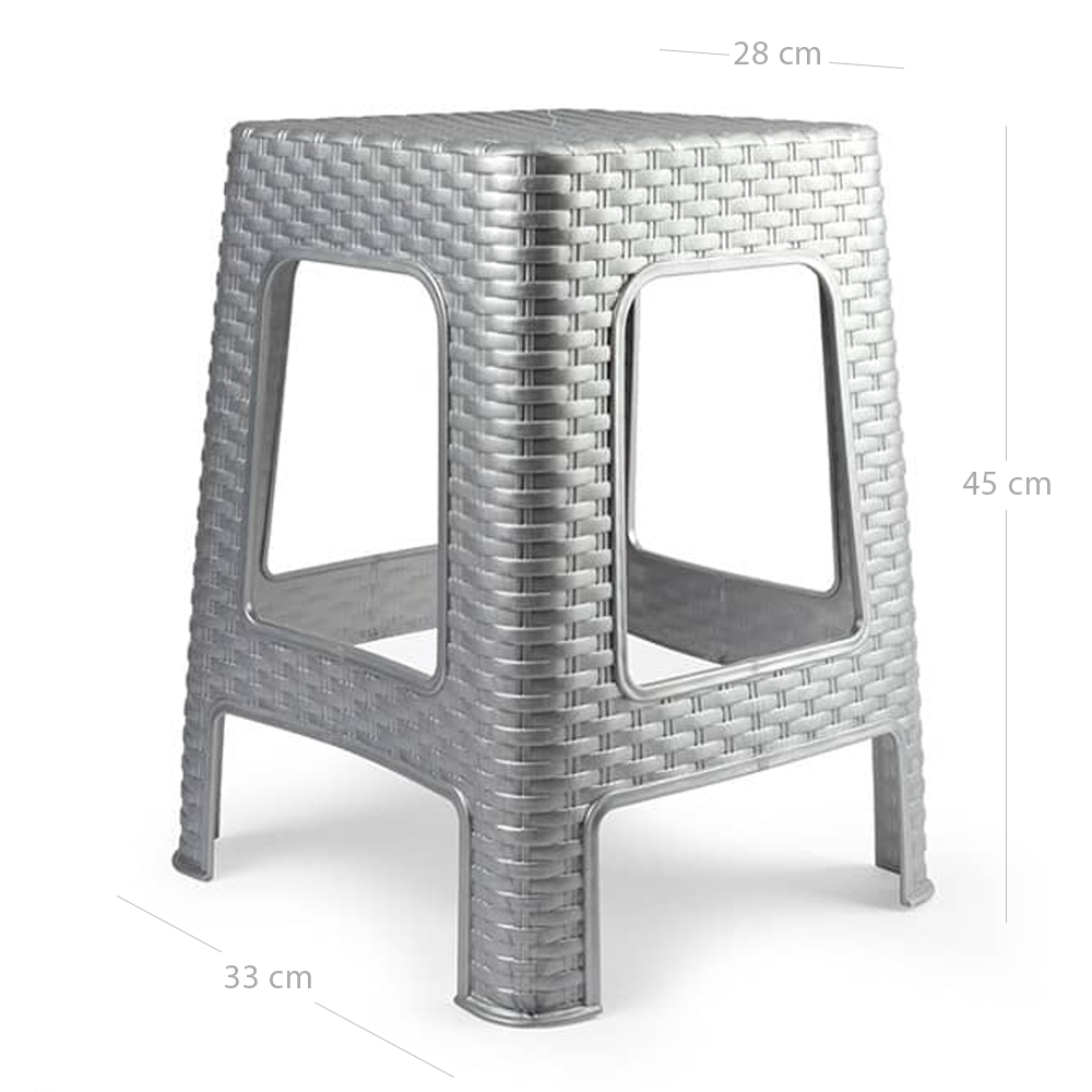 Taburete de Rattan Grande  Gris