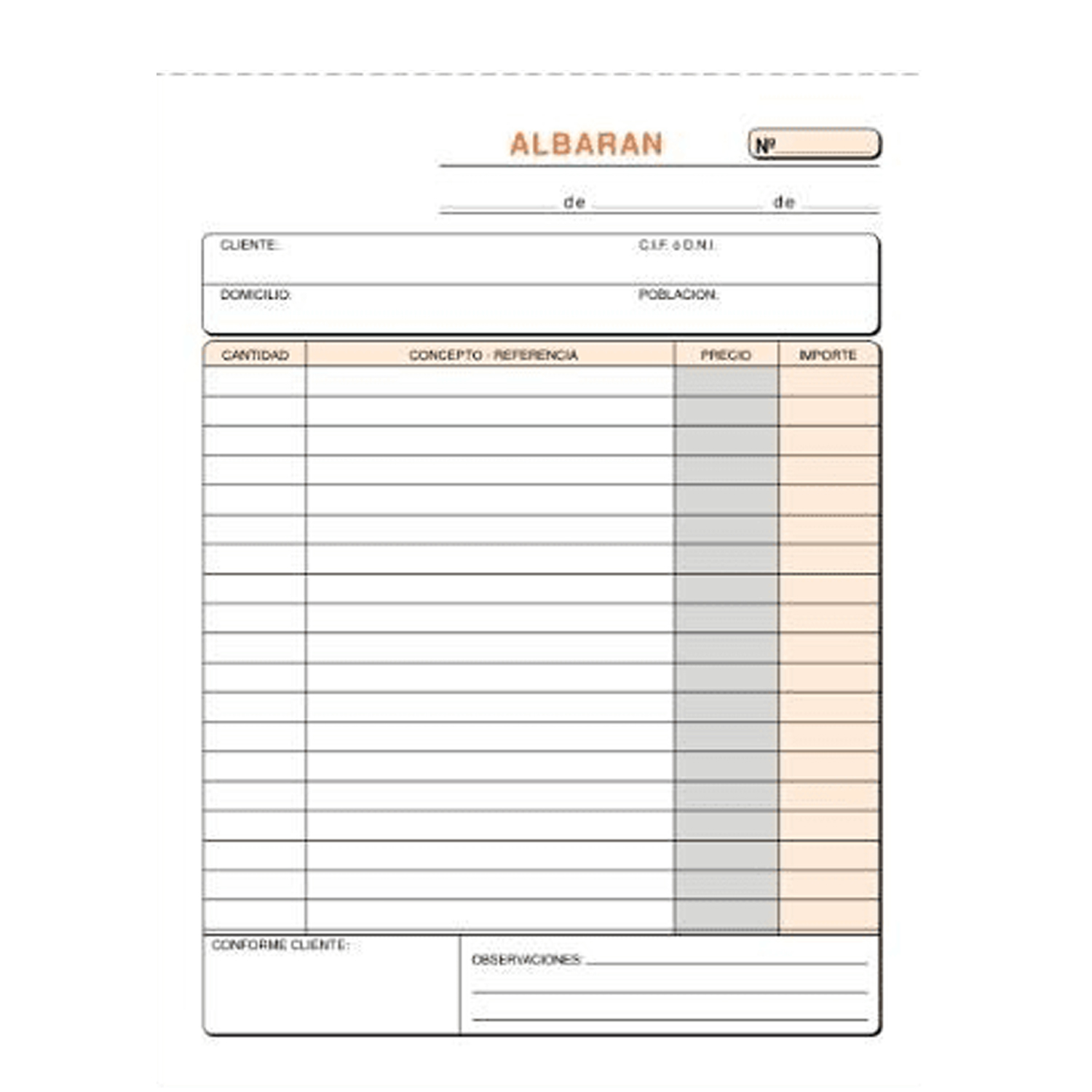 Talonario albaran 2 copias 35 hojas A4 Blanco