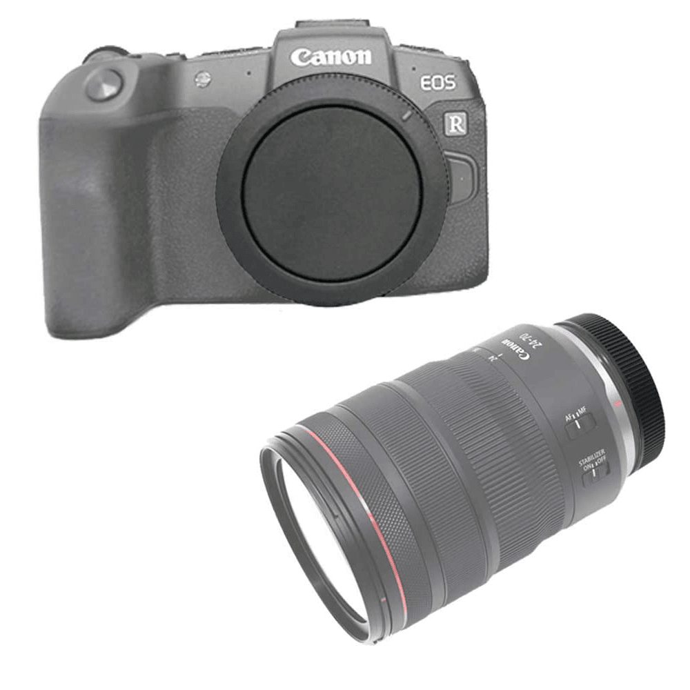 Tapa Cuerpo y Trasera de objetivo Para Canon EOS RF  Negro