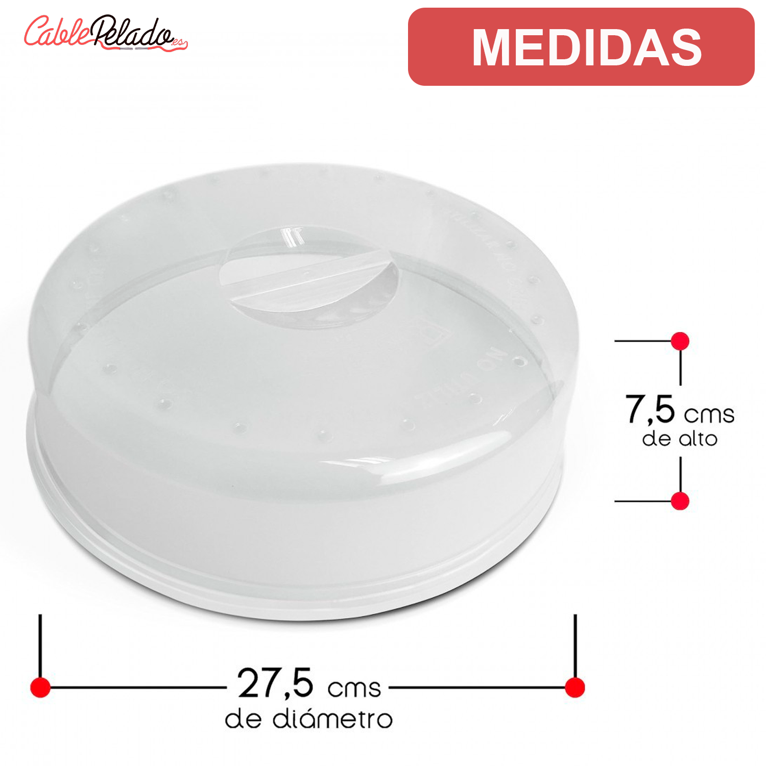 Tapa Microondas Grande con salida de vapor 28 cm Transparente