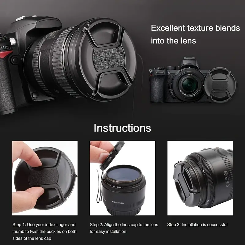 Tapa universal para lentes de camara 52 mm Negro