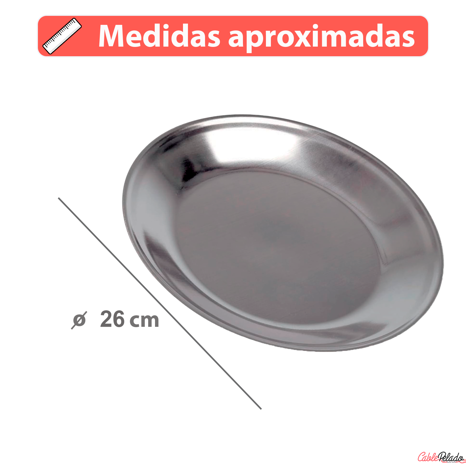 Tapa Voltea Tortillas Acero Inoxidable 26 cm Plateado