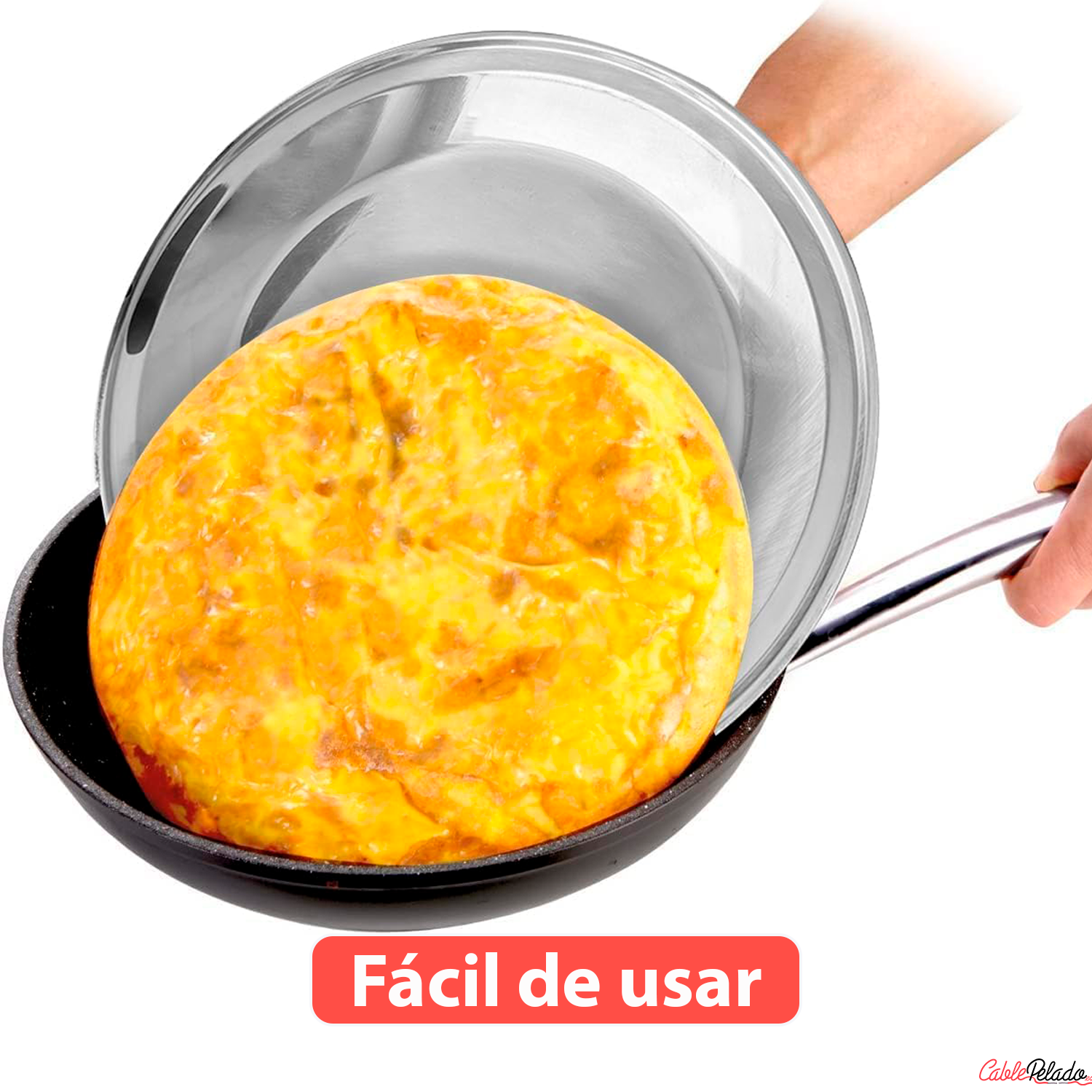 Tapa Voltea Tortillas Acero Inoxidable 26 cm Plateado