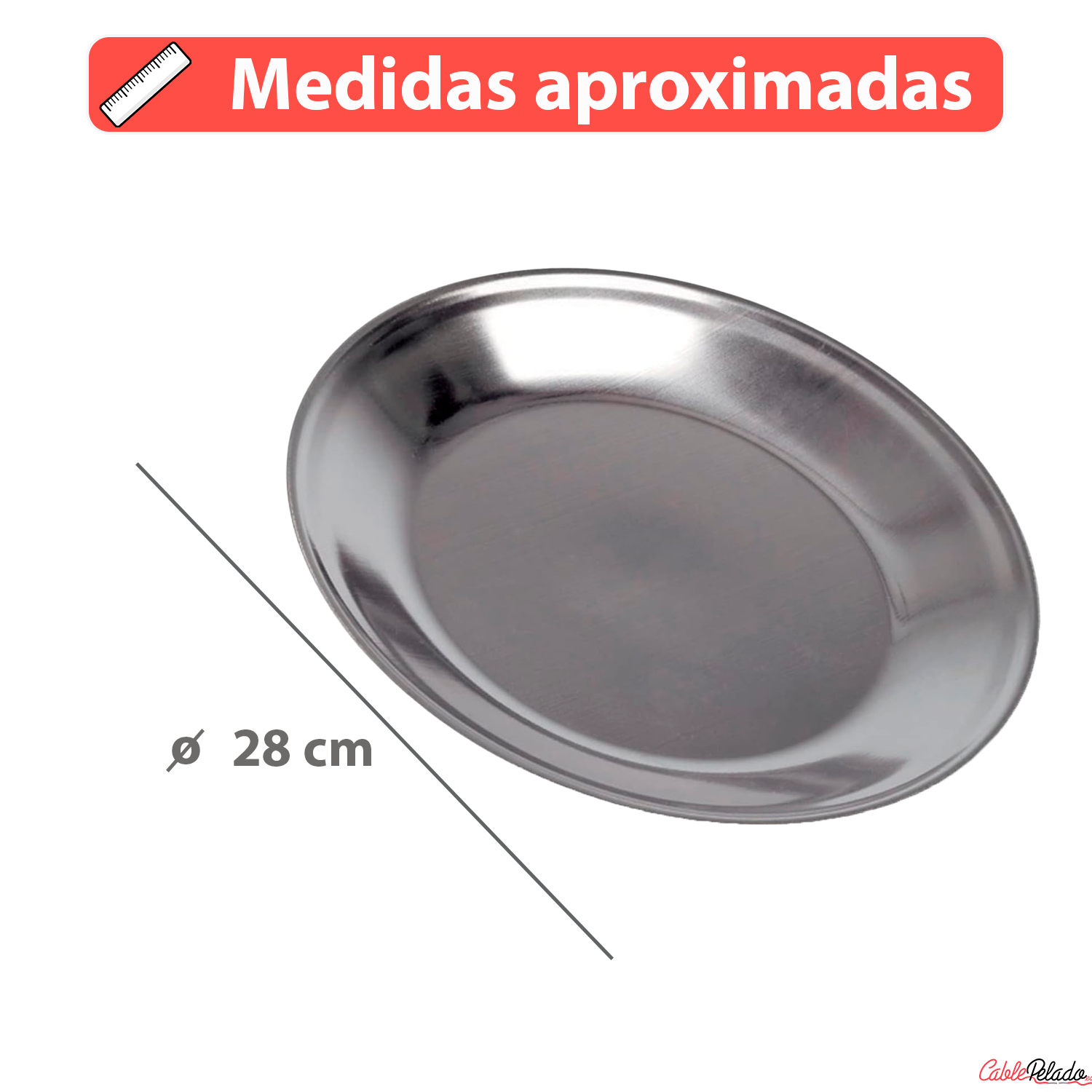 Tapa Voltea Tortillas Acero Inoxidable 28 cm Plateado