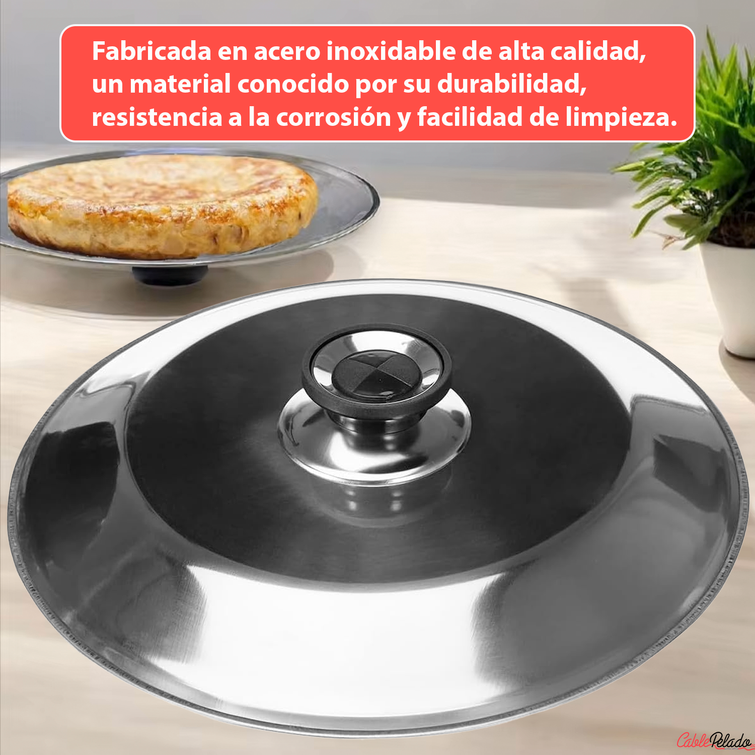 Tapa Voltea Tortillas Acero Inoxidable 28 cm Plateado