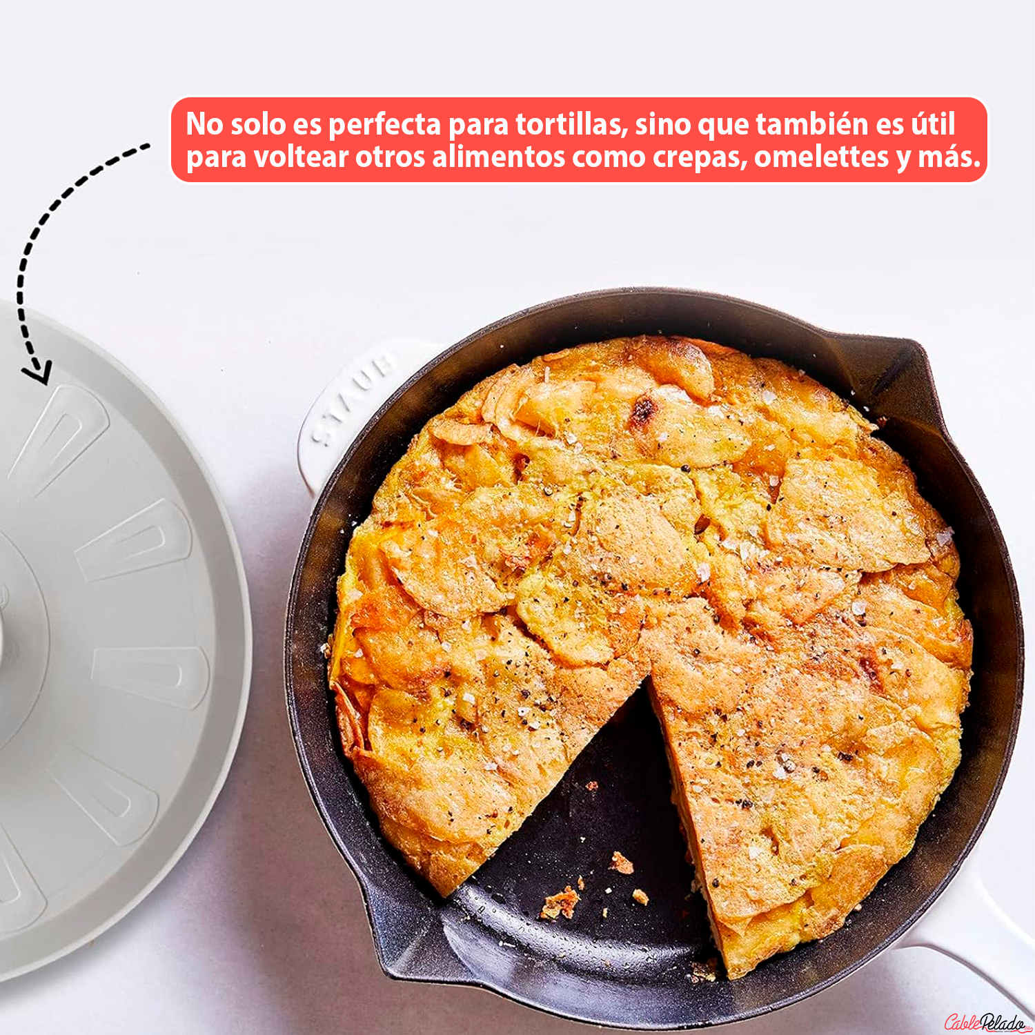 Tapa Voltea Tortillas De Plástico 25.5 cm Blanco
