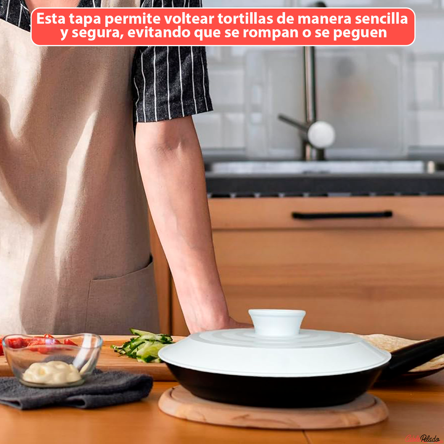 Tapa Voltea Tortillas De Plástico 29 cm Blanco