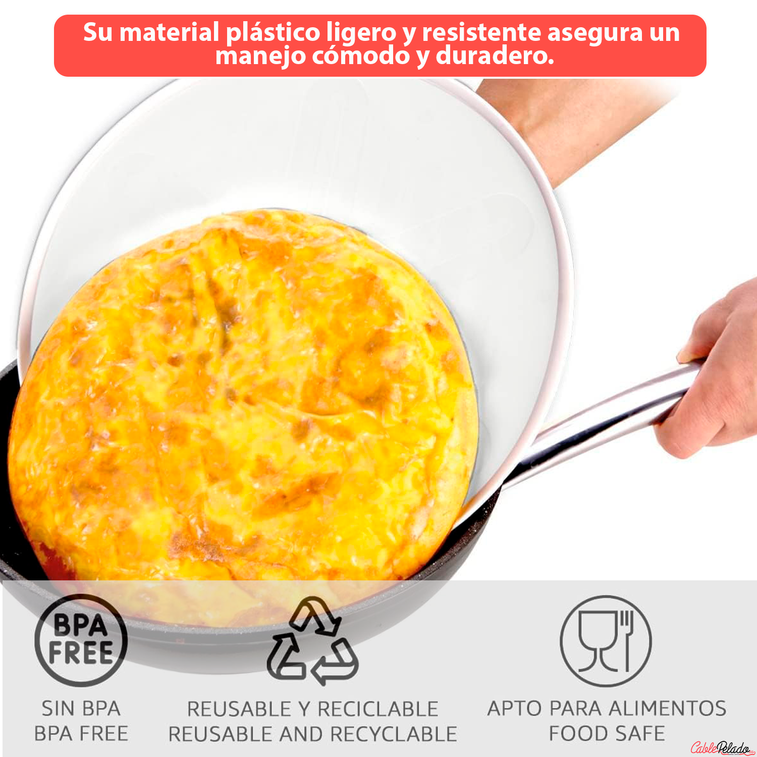 Tapa Voltea Tortillas De Plástico 29 cm Blanco