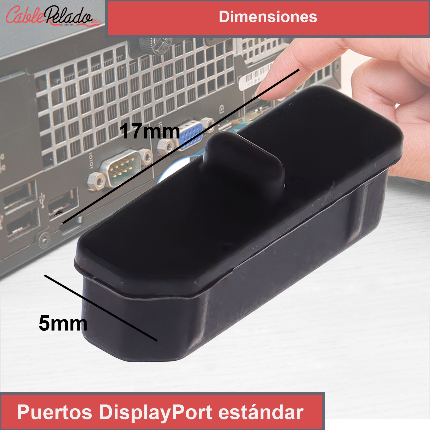 Tapon anti-polvo para puerto DisplayPort (10ud/bolsa)  Negro