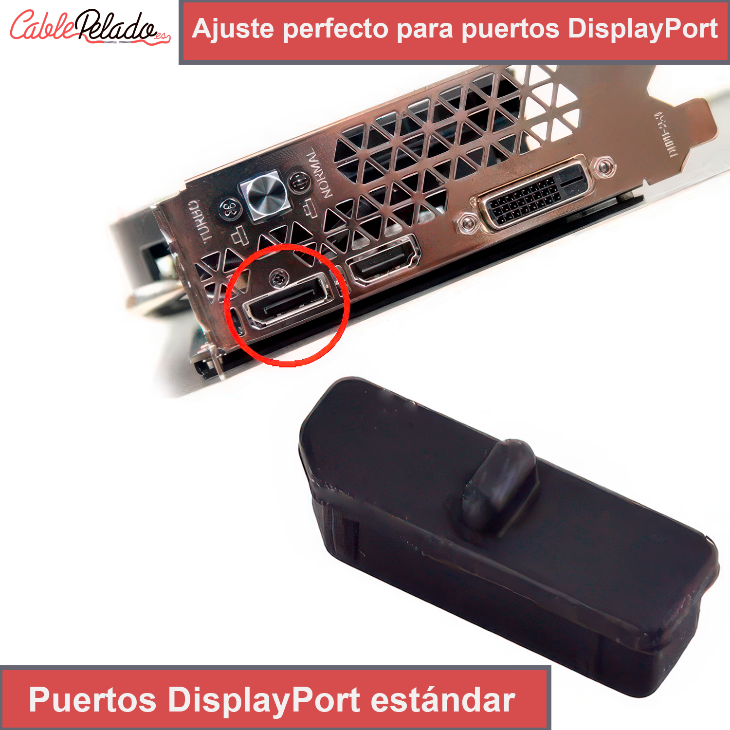 Tapon anti-polvo para puerto DisplayPort (10ud/bolsa)  Negro